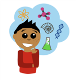 Image icon of student thinking about science. 